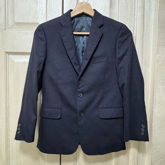 Hickey Freeman Boys 10H Navy Blue Wool Blazer Two Buttons Sport Coat - Picture 1 of 10